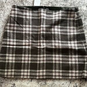 J. Crew Brown and Pink A-Line Wool Mini Skirt Size 10 NWT